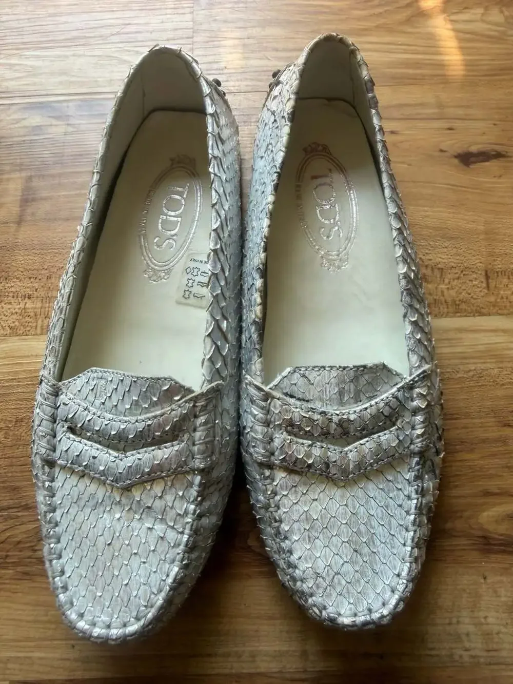 Tod's Gommino Snakeskin Penny Driving Loafers